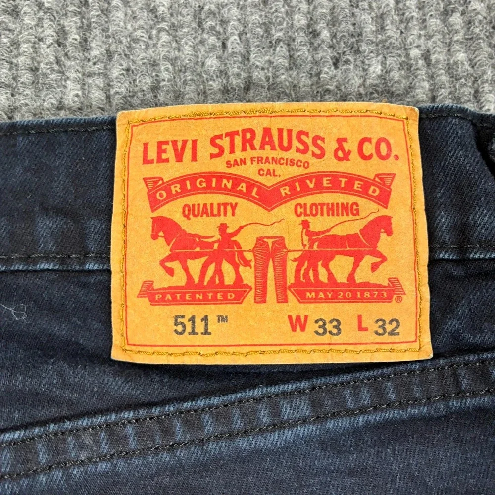 Levi's 511 Mens Straight Jeans Size 33x32 Dark Wash Denim Stretch Low Rise